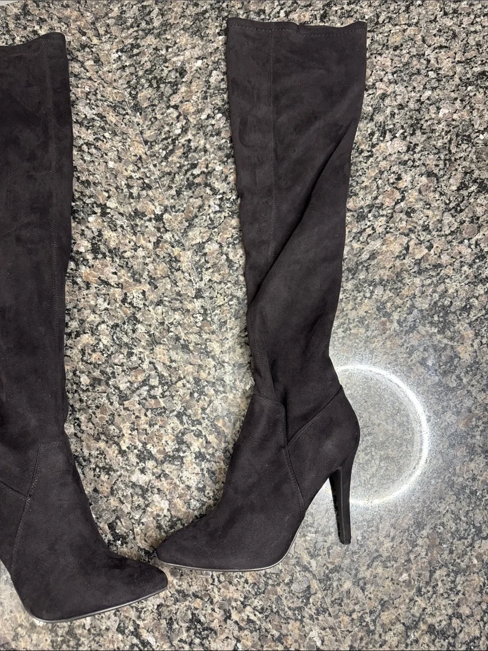 Paprika over knee boots fabric sock heeled boots EUC 8.5